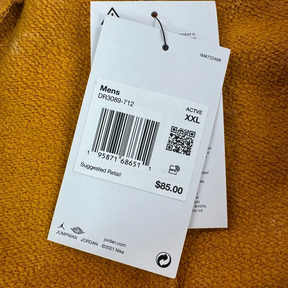 Jordan Essentials Flight Mens Acid Wash Fleece Pants Mustard DR3089-712 XXL NWT
